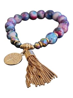 🥳5/$75!🥳 Gold Tree of Life Charm Bracelet with Imperial Jasper Beads